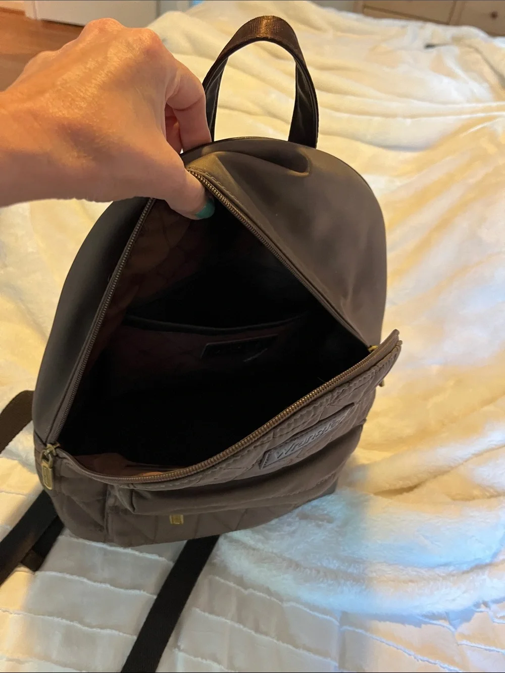 Wrangler Brown Quilted Backpack with Gold Accents